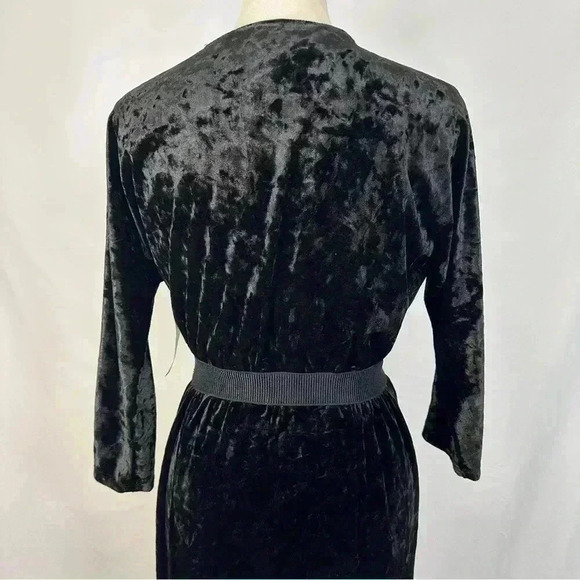 NWT New York & Company Eva Mendes Black Velvet Faux Wrap Dress Size XS/Small New - Picture 8 of 14